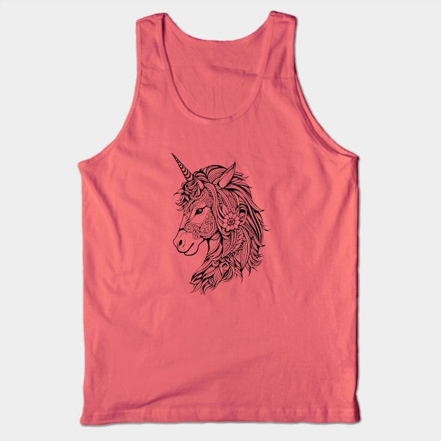 Unicorn line art illustration Tank Top by VeeleVieno